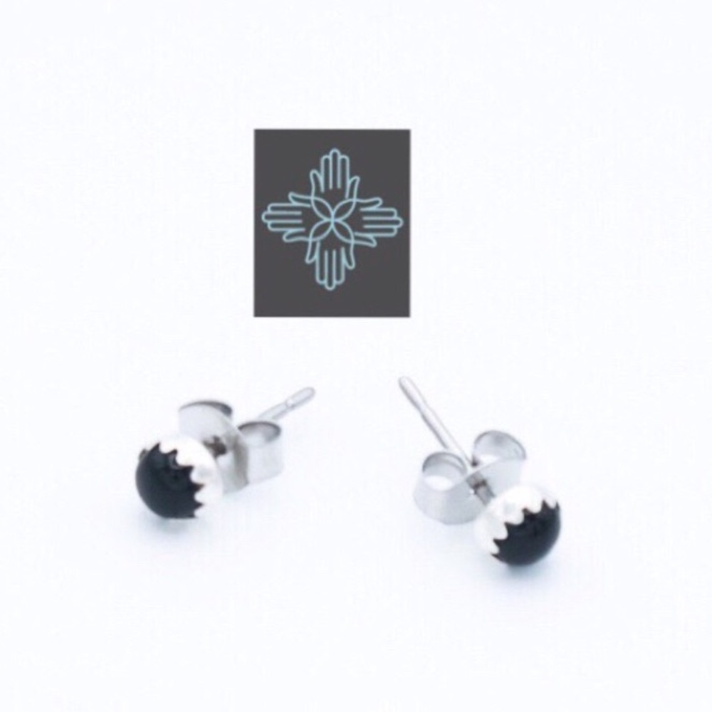 Smaller Onyx Navajo Sterling Studs SP0046